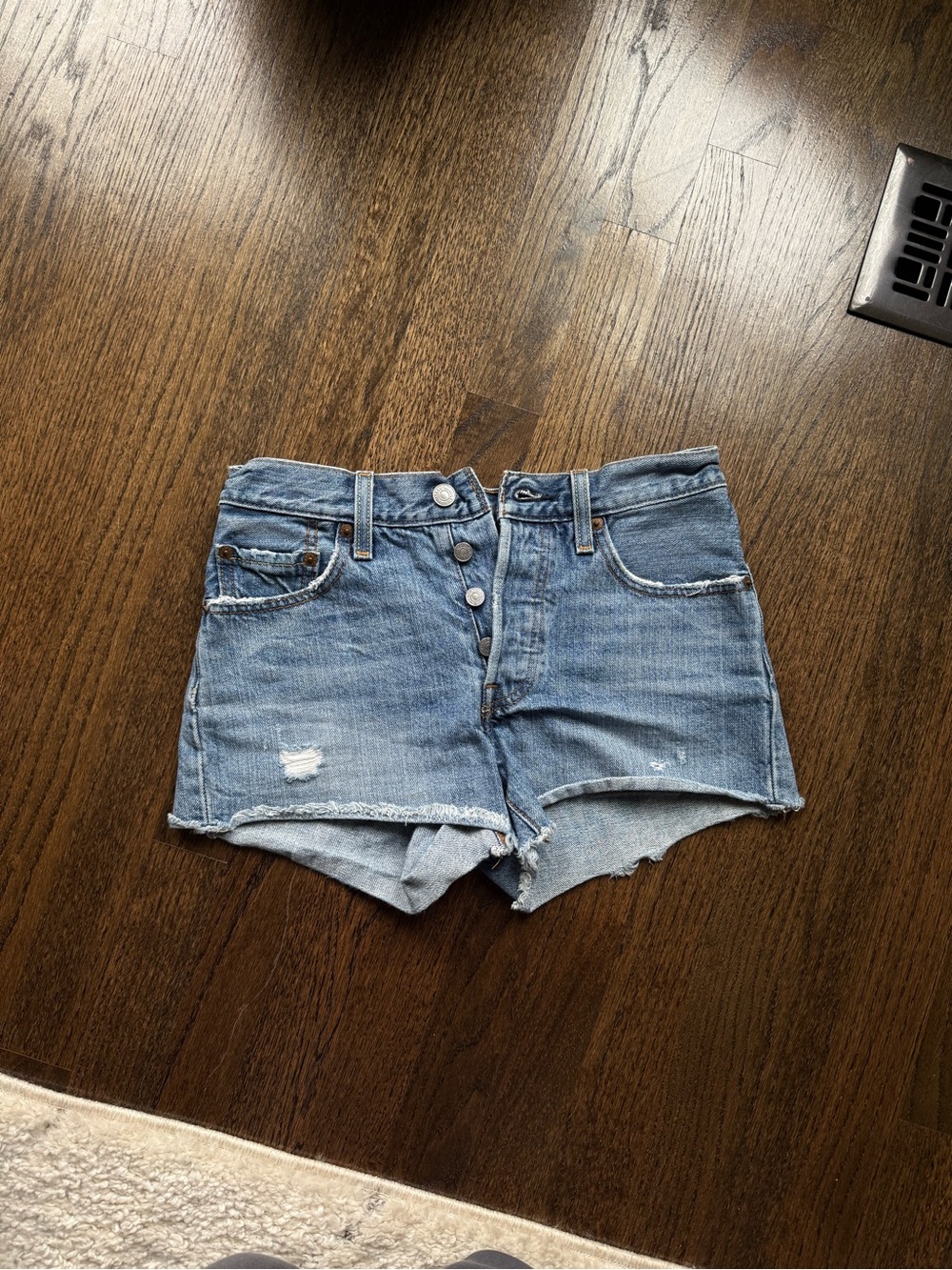 Levi's Light Blue Distressed Denim Cutoff Shorts